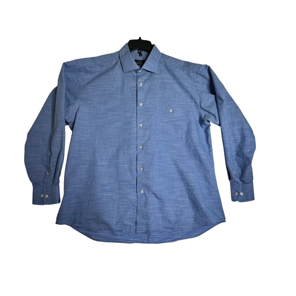 Daniel Hechter Paris L/S Blue Button Down Shirt Mens 2XL XXL 45-46